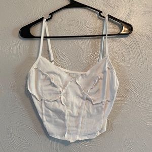 White Tank Crop Top with Line Details